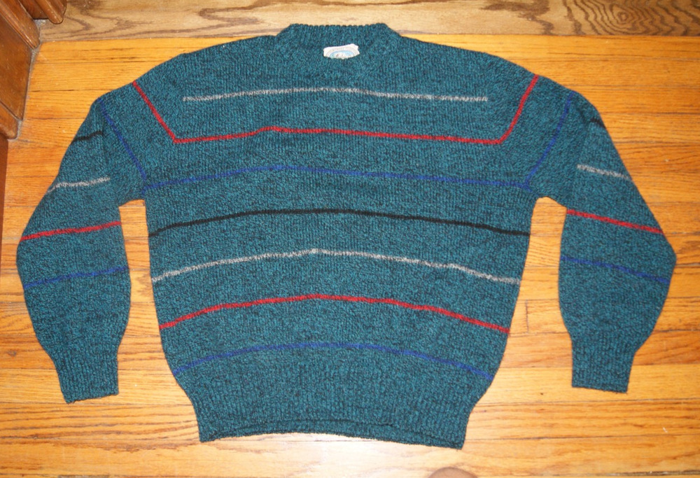 Vintage 80s Environmental Clothing Co. Sweater Men's XL Wool Blend Stripes USA